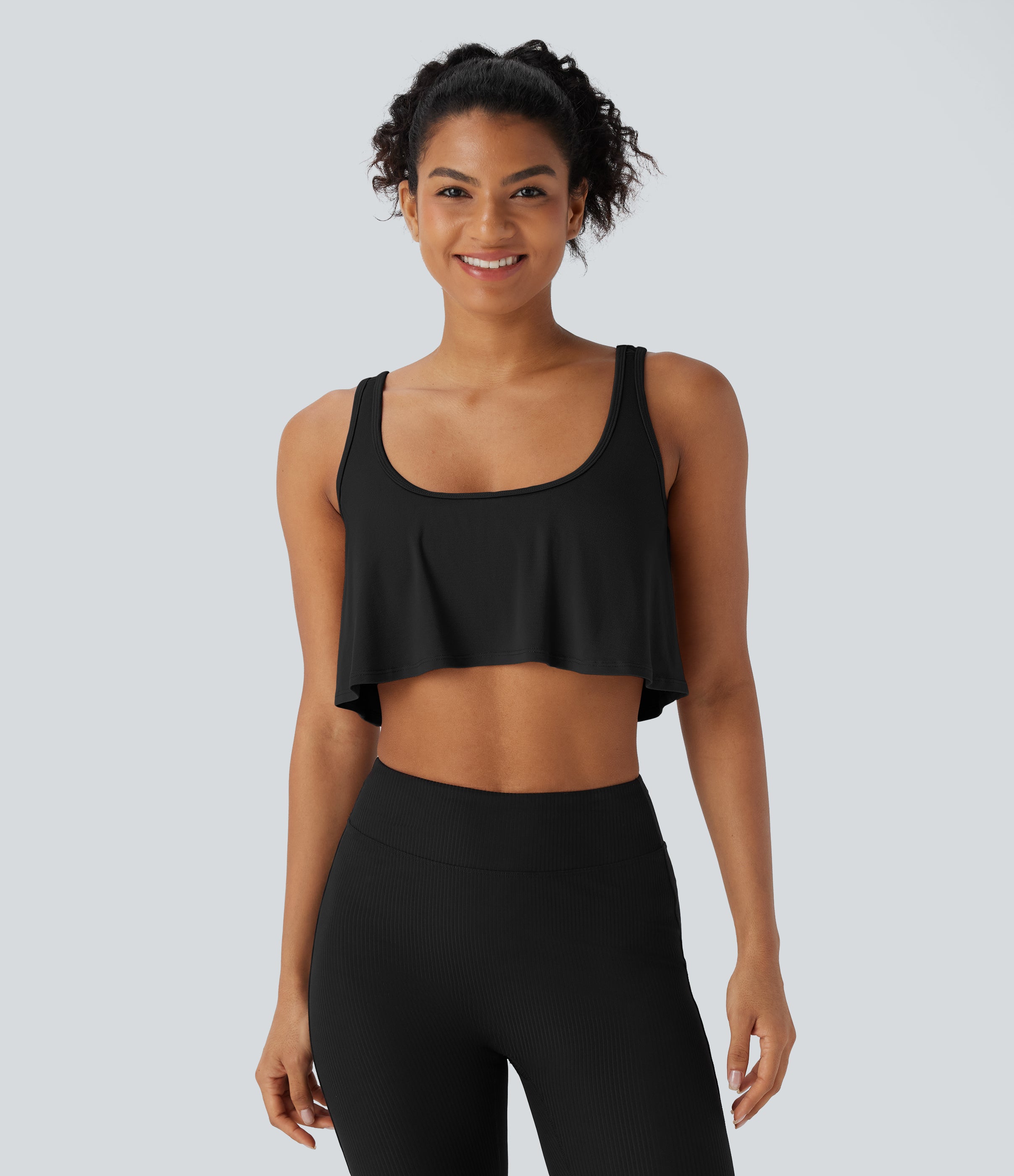 U Neck Draped Cropped Yoga Tank Top