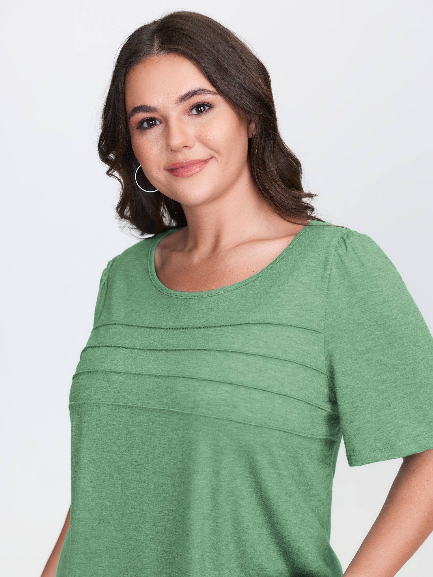 Seamed Round Neck Fitted T-Shirt