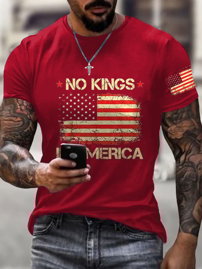 🔥Buy 3 Get 15% Off🔥Men's  No King in America Print Casual  T-Shirt