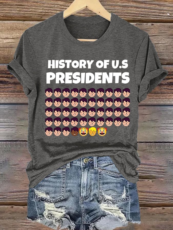 🔥Buy 3 Get 15% Off🔥Women's  History Of US Presidents Print T-Shirt
