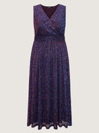 Sequin Surplice Neckline Sleeveless Midi Dress