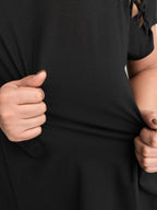 Cotton Stretchy Cut-Out Neckline Layered T-Shirt