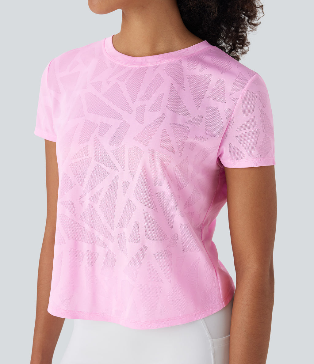 Seamless Flow Jacquard Crossover Hem Yoga Sports Top