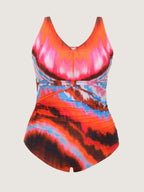 Gradient Tie-Dye Print Ruched One-Piece Swimsuit