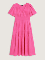 Textured Cinched-Waist Maxi Dress