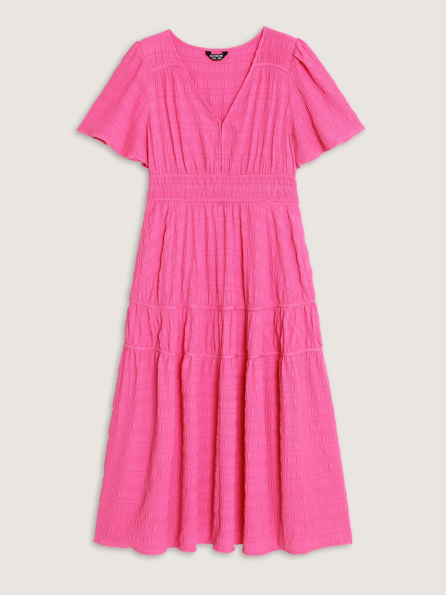 Textured Cinched-Waist Maxi Dress