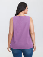 Solid V Neck Laser Cut Tank Top
