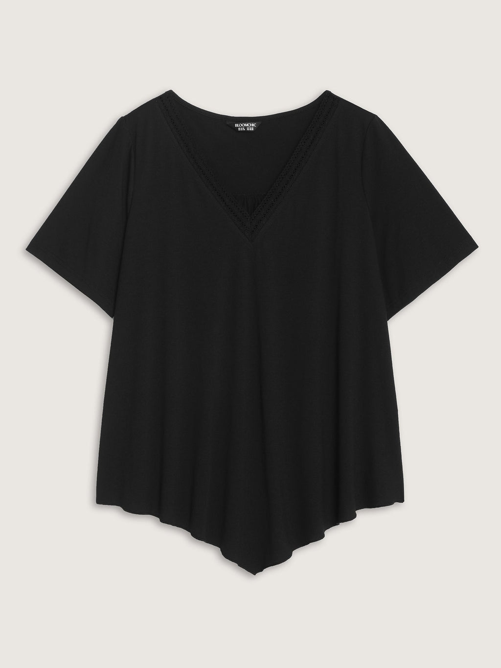 Supersoft Stretchy Draped Lace Trim Plain T-Shirt
