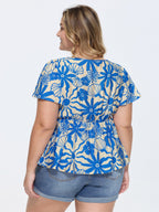Floral Print Square Neckline Fitted Blouse