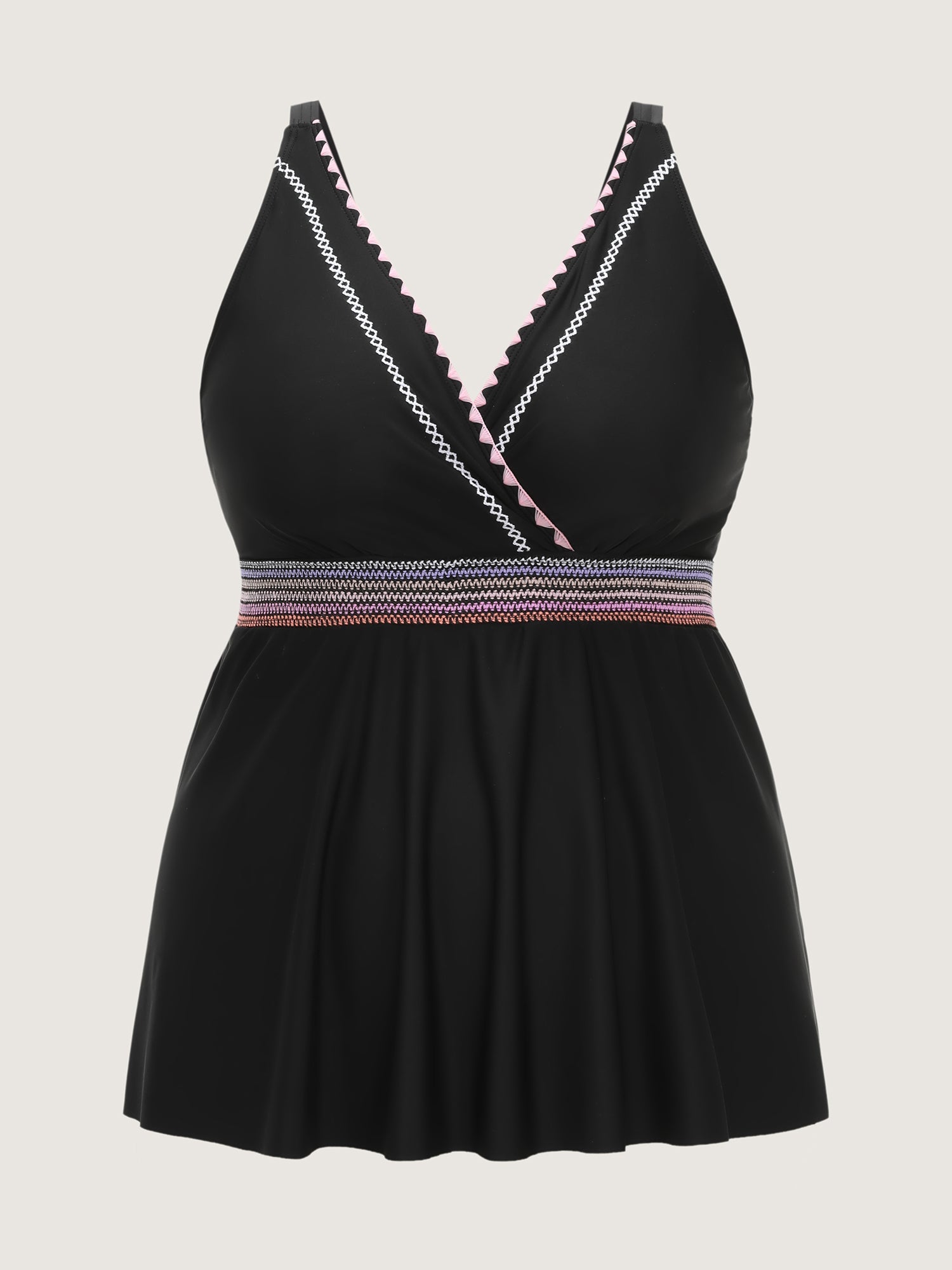 Color Contrast Hips Coverage Swim Top