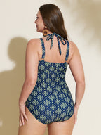 Geometric Print Cut-Out One-Piece Swim
