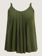 Pleated Flowy Plain Tank Top