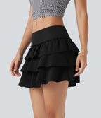 Low Rise Ruffle 2-in-1 Mini Casual Skirt with Pockets