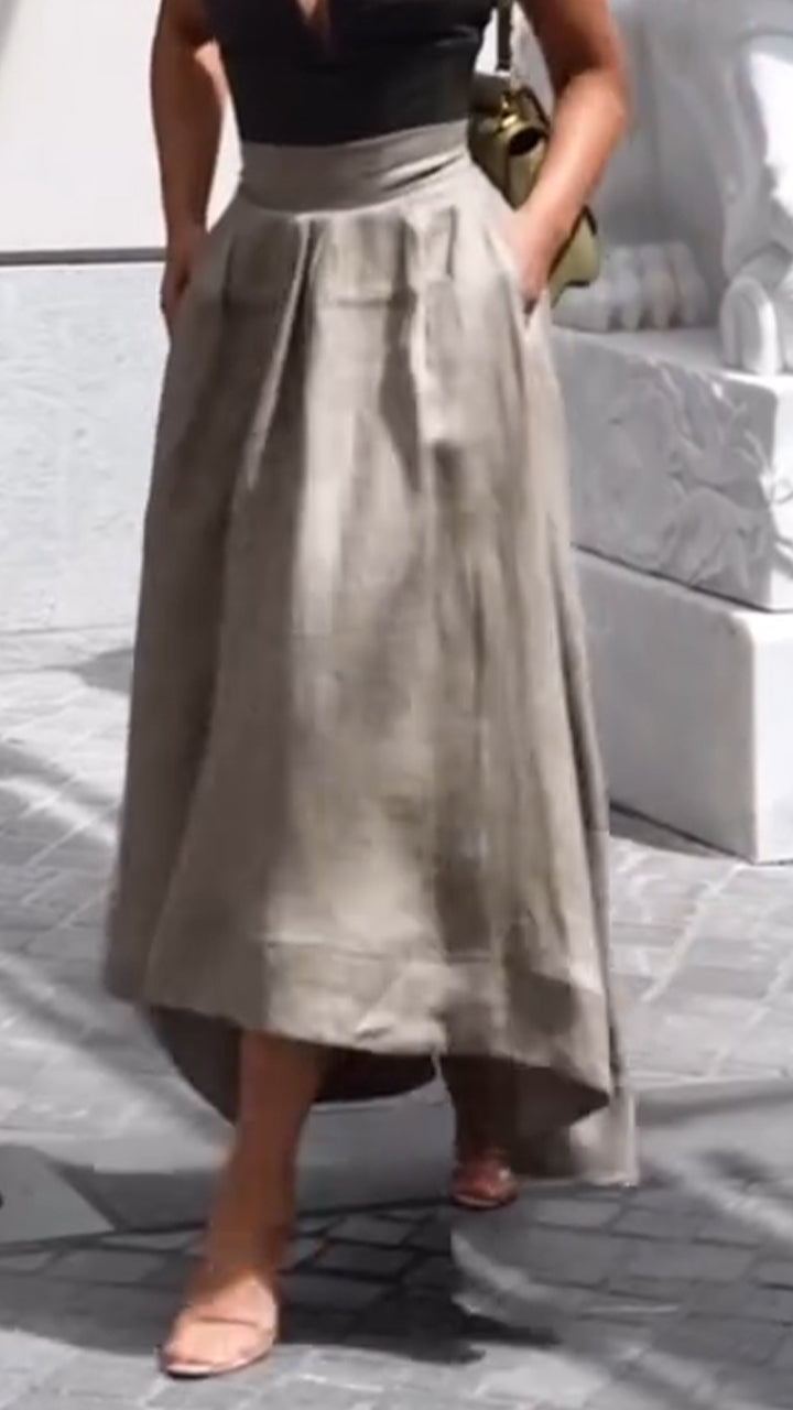 Ladies' Solid Color Patchwork Irregular Casual Skirt