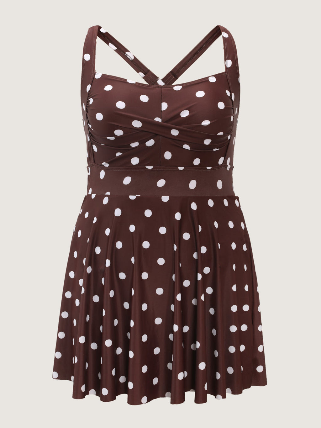 Twist-Front Polka Dots Swim Dress