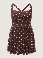 Twist-Front Polka Dots Swim Dress
