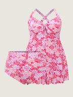 Paradise Floral Print Knotted Front Swim Dress