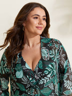 Tropical Breeze Stretchy Sleeve Swim Cover-Up