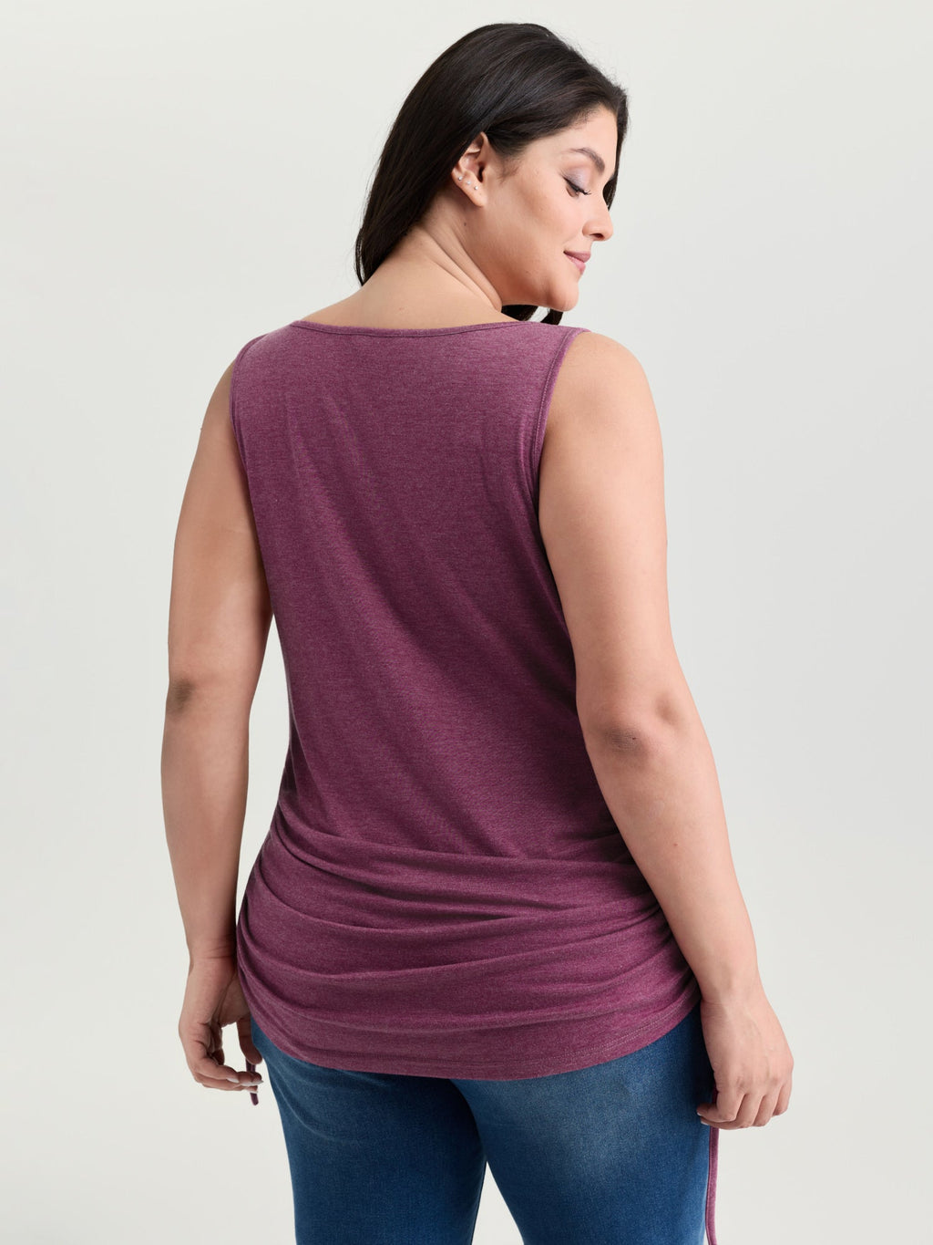 Supersoft Drawstring Ruched Scoop Neckline Tank Top