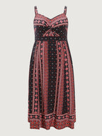 Boho Print Color Contrast Cami Maxi Dress