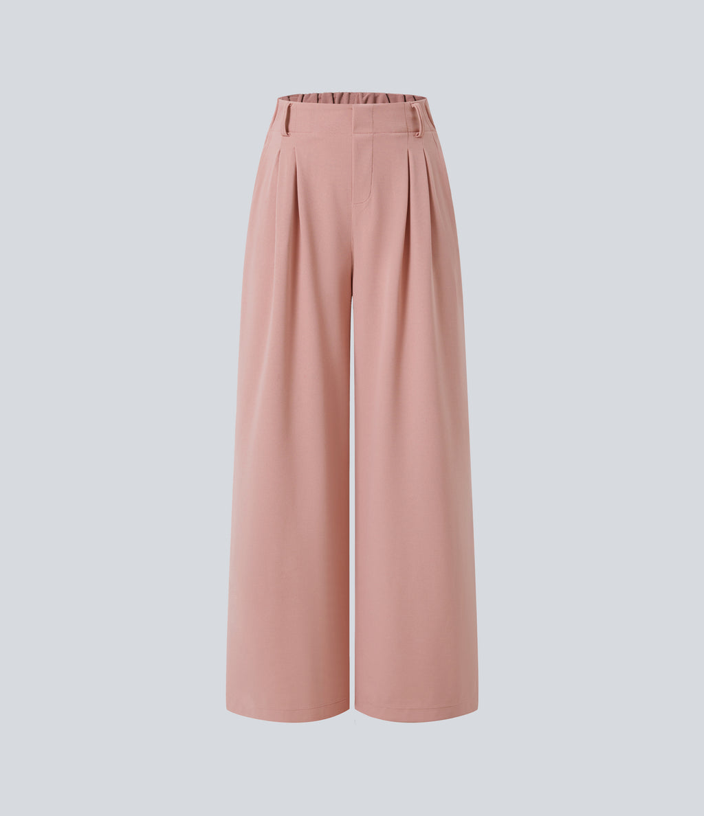 FlexTM High Waisted Side Pocket Wide Leg Waffle Work Pants