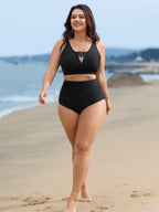 High Rise Ruched Plain Bikini Bottoms