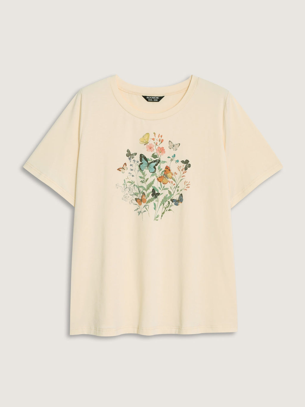 Butterfly Print Flared Sleeve T-Shirt