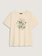 Butterfly Print Flared Sleeve T-Shirt