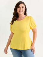 Back-Tie Cut-Out Plain Knit Top
