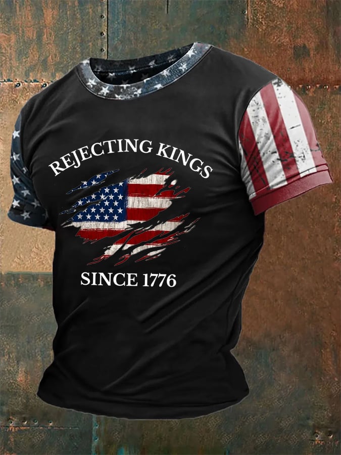 🔥Buy 3 Get 15% Off🔥Men's “Rejecting Kings Since 1776” Casual Print T-Shirt