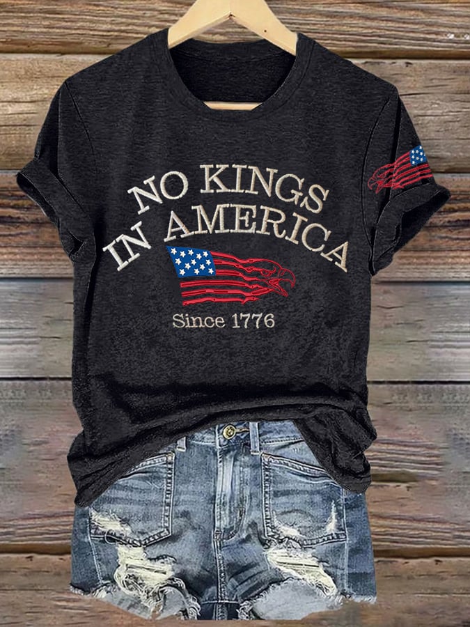 🔥Buy 3 Get 15% Off🔥Retro No Kings In America Since 1776 Print T-Shirt