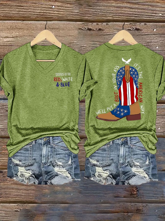 🔥Buy 3 Get 15% Off🔥Women's Brought To You Courtesy Of The Red, White & Blue Print Casual T-Shirt