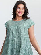 Leopard Print Tiered Flutter Sleeve Knit Top