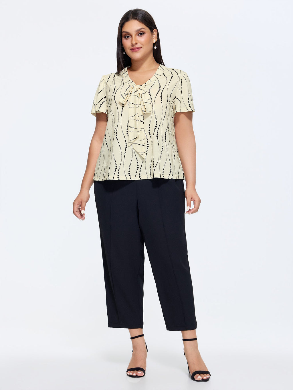 Stretchy Geometric Print Knit Top