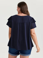 Pure Cotton Layered Sleeve Flowy Blouse