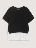 Color Contrast Layered Round Neck T-Shirt