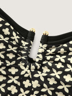 Geometric Print Waist Tie Pocket One-Piece Swimsuit