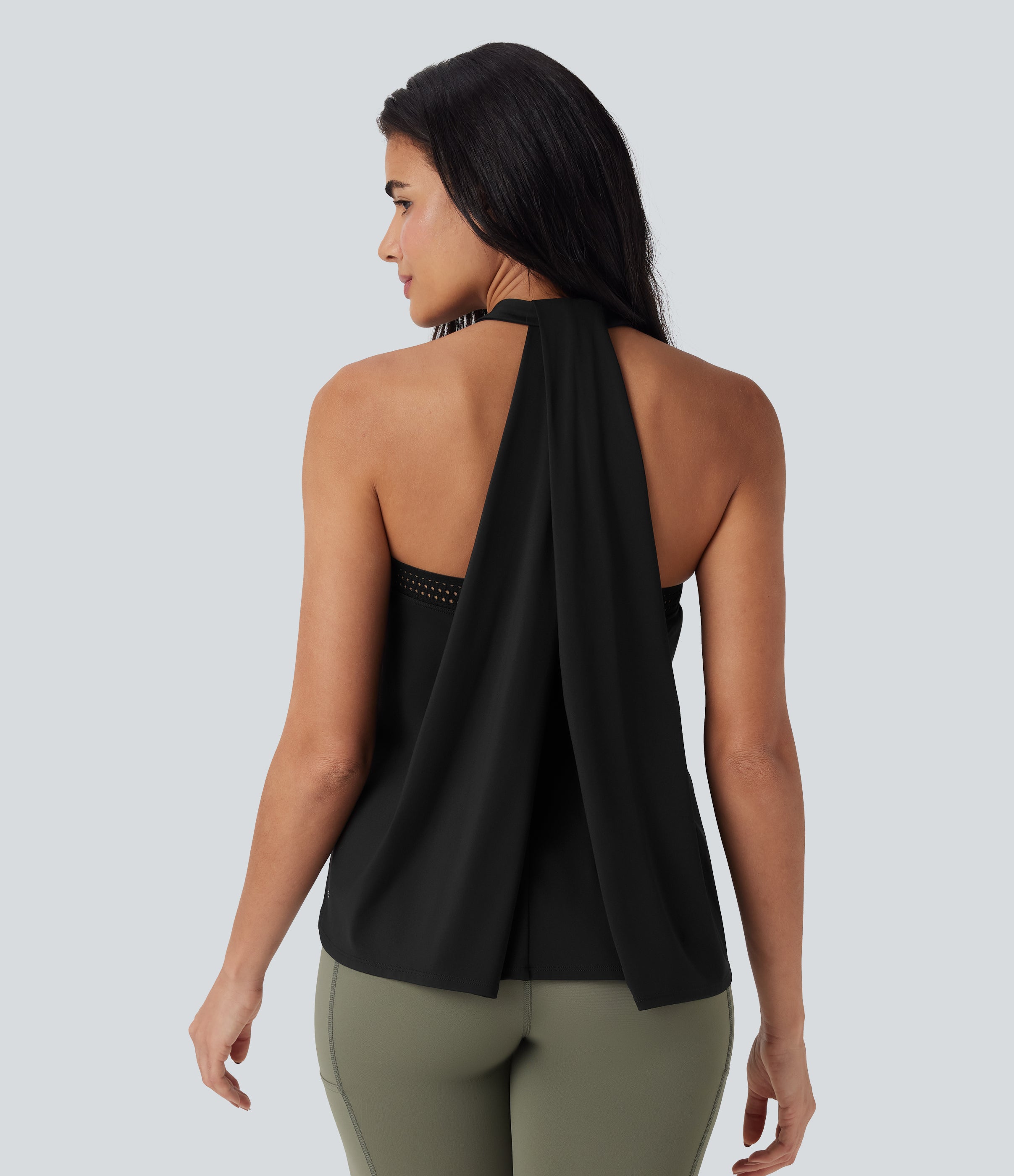 SoftlyZeroTM Airy Halter Draped Cool Touch Yoga Top-UPF50+