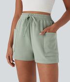 High Waisted Drawstring Casual Shorts with Pockets