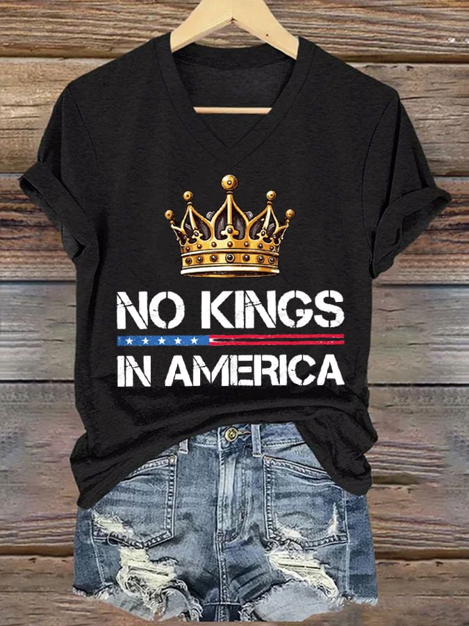 🔥Buy 3 Get 15% Off🔥Women's No Kings In America Printed Casual T-Shirt