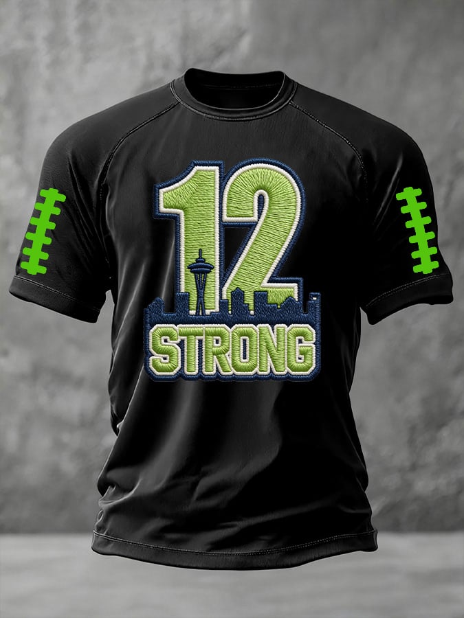 Men's football print short-sleeved T-shirt