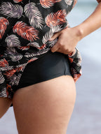 Tropical Flower Print Pockets One-Piece Swimsuit