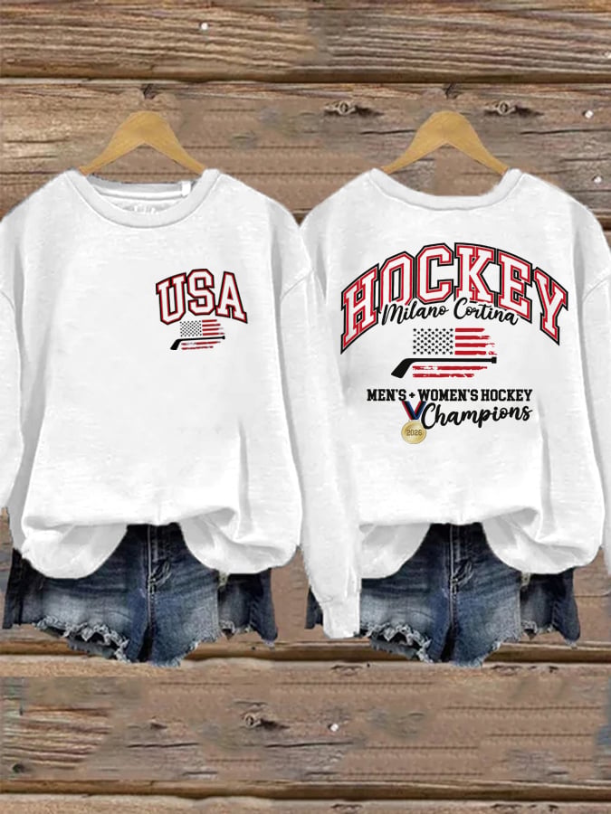 Women's  Hockey Print Sweatshirt