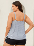 Striped Non-Removable Cups Swim Top