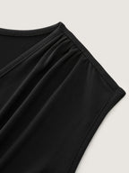 Stretchy Overlap Neckline Solid Tank Top