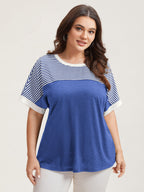Solid and Striped Contrast Hem T-Shirt