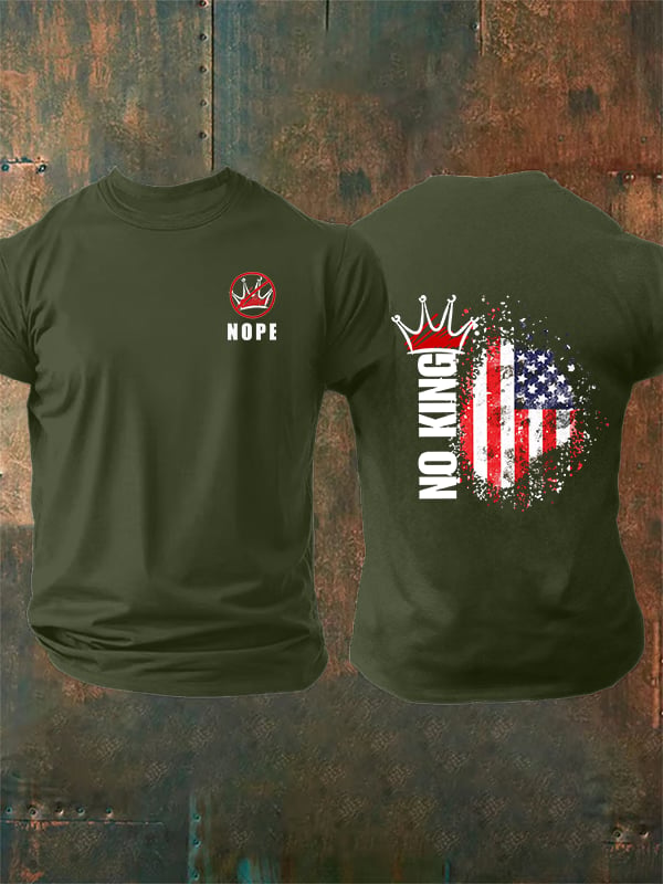 🔥Buy 3 Get 15% Off🔥Men's  NOPE No King American Flag Print T-Shirt
