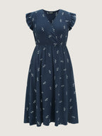 Pure Cotton Floral Embroidered Midi Dress