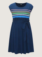 Supersoft Colorful Striped Print Mini Dress