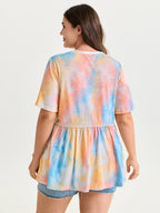 Cotton Color Gradient Fit And Flare Knit Top